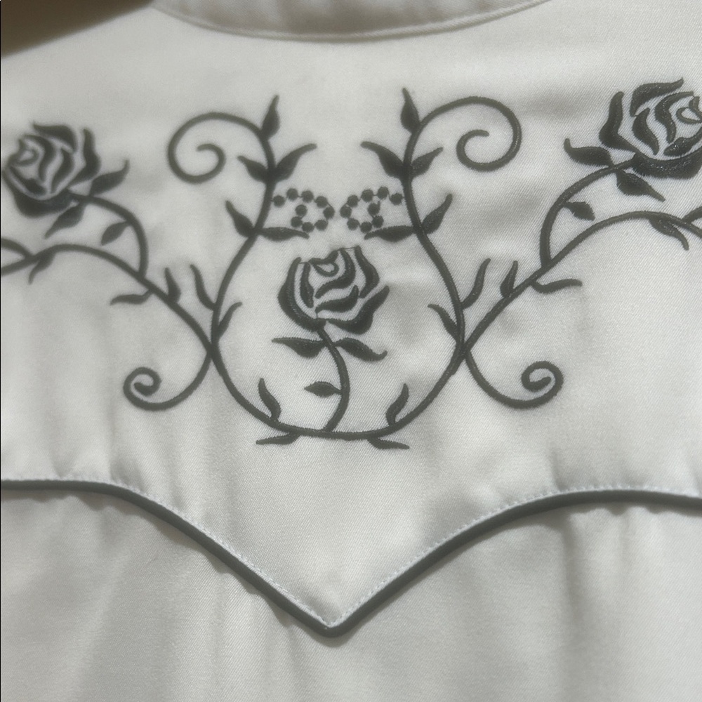 White Shirt with Black Embroidery - Picture 7 of 8